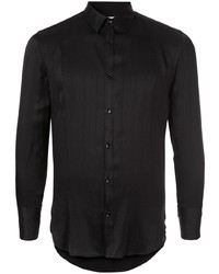Мужская черная рубашка с длинным рукавом в вертикальную полоску от Saint Laurent
