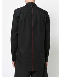 Мужская черная рубашка с длинным рукавом в вертикальную полоску от Yang Li
