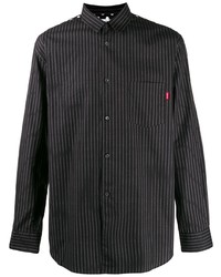 Мужская черная рубашка с длинным рукавом в вертикальную полоску от Supreme