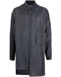 Мужская черная рубашка с длинным рукавом в вертикальную полоску от Yohji Yamamoto