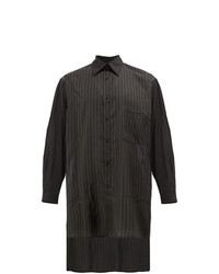 Мужская черная рубашка с длинным рукавом в вертикальную полоску от Yohji Yamamoto