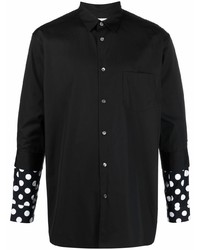 Мужская черная рубашка с длинным рукавом в горошек от Comme Des Garcons SHIRT