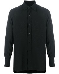 Мужская черная рубашка с длинным рукавом в горошек от Tom Ford