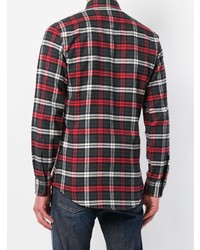 Мужская черная рубашка с длинным рукавом в клетку от DSQUARED2