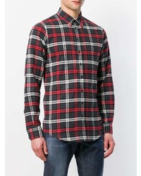 Мужская черная рубашка с длинным рукавом в клетку от DSQUARED2