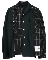 Мужская черная рубашка с длинным рукавом в клетку от Maison Mihara Yasuhiro