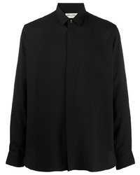 Мужская черная рубашка с длинным рукавом в клетку от Saint Laurent