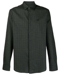 Мужская черная рубашка с длинным рукавом в мелкую клетку от Armani Exchange