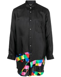Мужская черная рубашка с длинным рукавом в стиле пэчворк от Comme des Garcons