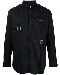 Мужская черная рубашка с длинным рукавом в стиле пэчворк от Comme Des Garcons SHIRT