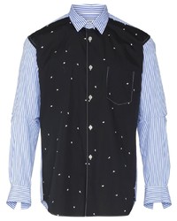 Мужская черная рубашка с длинным рукавом в стиле пэчворк от Comme Des Garcons SHIRT