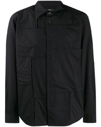 Мужская черная рубашка с длинным рукавом в стиле пэчворк от Diesel