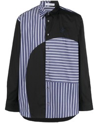 Мужская черная рубашка с длинным рукавом в стиле пэчворк от JW Anderson