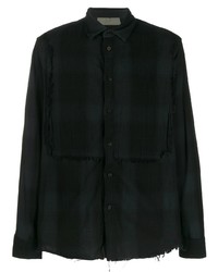 Мужская черная рубашка с длинным рукавом в шотландскую клетку от Di Liborio