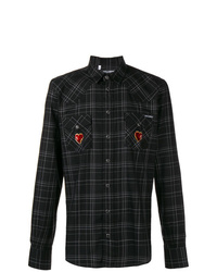 Мужская черная рубашка с длинным рукавом в шотландскую клетку от Dolce & Gabbana