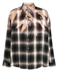 Мужская черная рубашка с длинным рукавом в шотландскую клетку от Giorgio Brato
