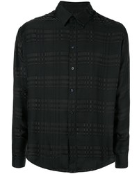 Мужская черная рубашка с длинным рукавом в шотландскую клетку от Martine Rose