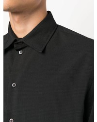 Мужская черная рубашка с длинным рукавом из жатого хлопка от Emporio Armani