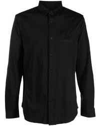 Мужская черная рубашка с длинным рукавом с вышивкой от Armani Exchange