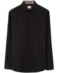 Мужская черная рубашка с длинным рукавом с вышивкой от Burberry