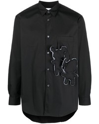 Мужская черная рубашка с длинным рукавом с вышивкой от Comme Des Garcons SHIRT