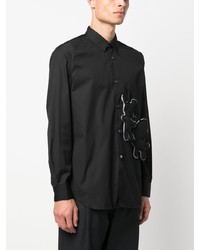 Мужская черная рубашка с длинным рукавом с вышивкой от Comme Des Garcons SHIRT