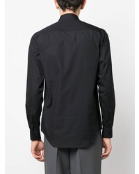 Мужская черная рубашка с длинным рукавом с вышивкой от Versace