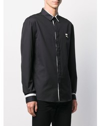 Мужская черная рубашка с длинным рукавом с вышивкой от Karl Lagerfeld