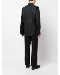 Мужская черная рубашка с длинным рукавом с вышивкой от Billionaire
