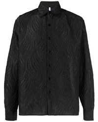 Мужская черная рубашка с длинным рукавом с вышивкой от Soulland