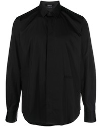 Мужская черная рубашка с длинным рукавом с вышивкой от Versace