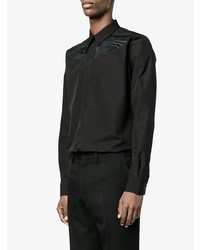 Мужская черная рубашка с длинным рукавом с вышивкой от Givenchy