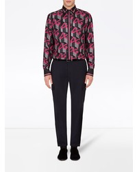 Мужская черная рубашка с длинным рукавом с геометрическим рисунком от Dolce & Gabbana
