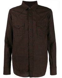 Мужская черная рубашка с длинным рукавом с геометрическим рисунком от Saint Laurent