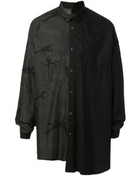 Мужская черная рубашка с длинным рукавом с камуфляжным принтом от Kidill