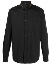 Мужская черная рубашка с длинным рукавом с леопардовым принтом от Just Cavalli
