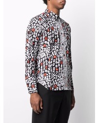Мужская черная рубашка с длинным рукавом с леопардовым принтом от Black Comme Des Garçons