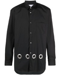 Мужская черная рубашка с длинным рукавом с люверсами от Comme Des Garcons SHIRT