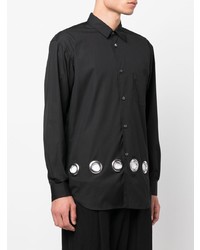 Мужская черная рубашка с длинным рукавом с люверсами от Comme Des Garcons SHIRT