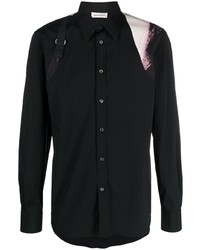 Мужская черная рубашка с длинным рукавом с принтом от Alexander McQueen