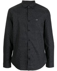 Мужская черная рубашка с длинным рукавом с принтом от Armani Exchange
