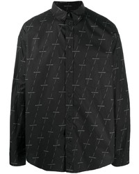 Мужская черная рубашка с длинным рукавом с принтом от Balenciaga