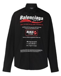 Мужская черная рубашка с длинным рукавом с принтом от Balenciaga