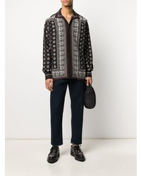 Мужская черная рубашка с длинным рукавом с принтом от Dolce & Gabbana