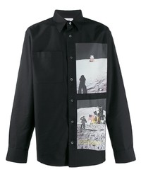 Мужская черная рубашка с длинным рукавом с принтом от Calvin Klein Jeans Est. 1978