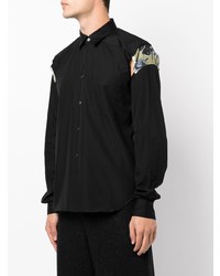 Мужская черная рубашка с длинным рукавом с принтом от Comme Des Garcons Homme Plus