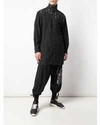 Мужская черная рубашка с длинным рукавом с принтом от Yohji Yamamoto