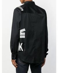 Мужская черная рубашка с длинным рукавом с принтом от DSQUARED2