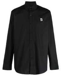 Мужская черная рубашка с длинным рукавом с принтом от Karl Lagerfeld