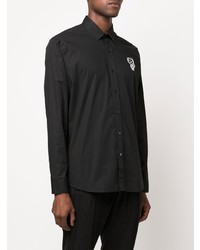 Мужская черная рубашка с длинным рукавом с принтом от Karl Lagerfeld